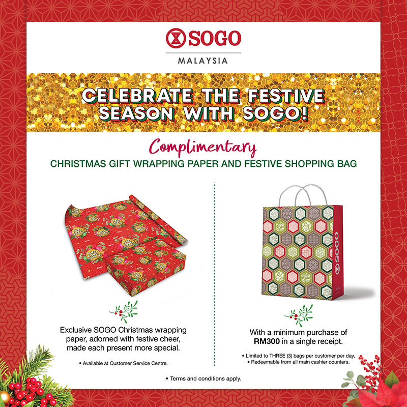 Christmas Gift Wrapping Paper & Festive Shopping Bag